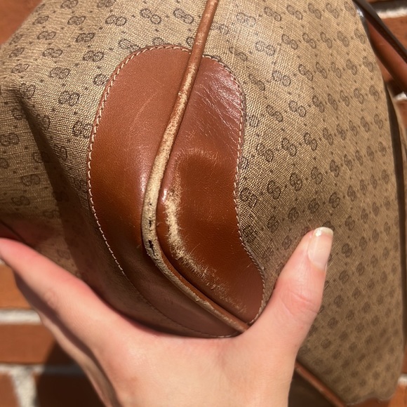 Authentic Gucci GG handbag shoulder bag or crossbody vintage purse brown tan - Picture 8 of 17